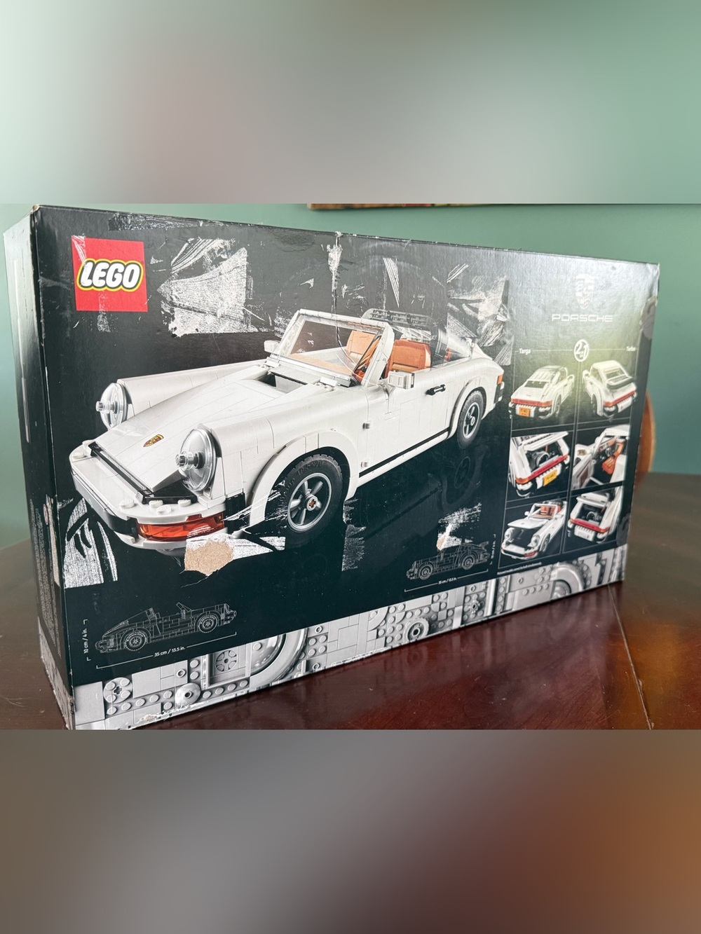 Lego White Porsche 911 Targa Model with Brown Interior